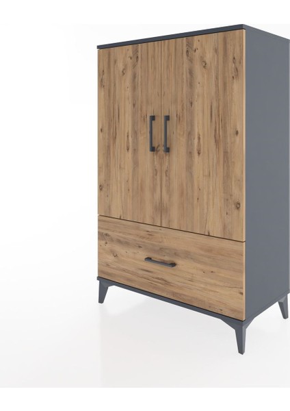 Hyperion Dolap 3 Raflı Tek Çekmeceli 2 Kapaklı 88X44X134 Antrasit-Çam modelleri