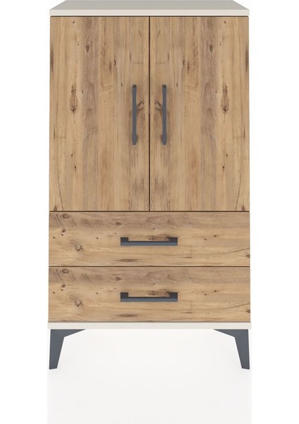 Arges Komodin 2 Raflı 2 Çekmeceli 2 Kapaklı 60X30X106 Aytaşı-Çam
