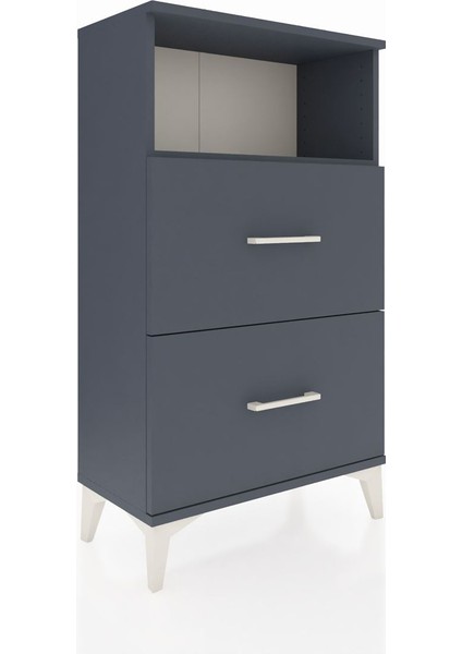 Arges Komodin Tek Raflı 2 Çekmeceli 60X30X106 Antrasit-Antrasit modelleri