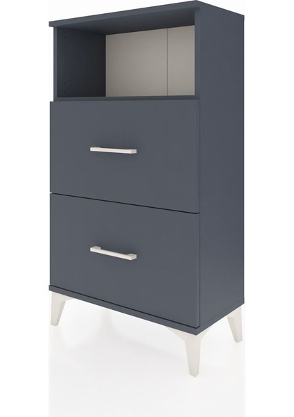 Arges Komodin Tek Raflı 2 Çekmeceli 60X30X106 Antrasit-Antrasit indirimleri