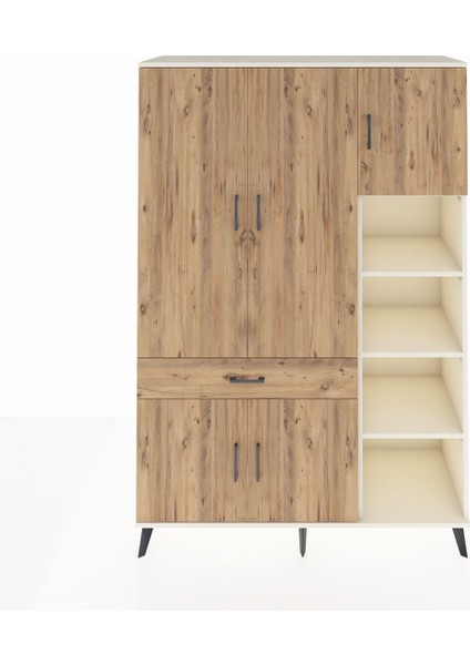 Hyperion Dolap 10 Raflı Tek Çekmeceli 5 Kapaklı 132X44X195 Aytaşı-Çam/çam