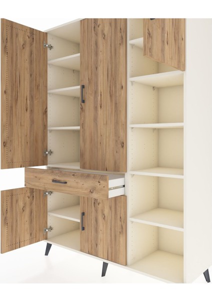 Hyperion Dolap 10 Raflı Tek Çekmeceli 5 Kapaklı 132X44X195 Aytaşı-Çam/çam fırsatları