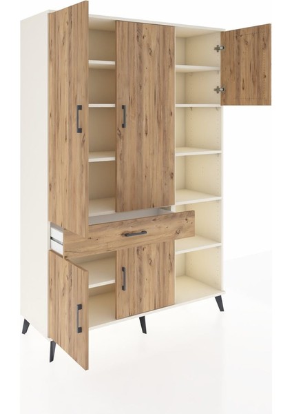 Hyperion Dolap 10 Raflı Tek Çekmeceli 5 Kapaklı 132X44X195 Aytaşı-Çam/çam indirimleri