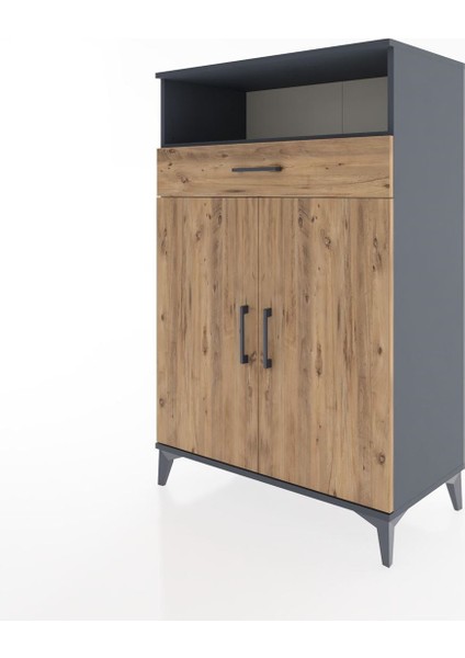 Hyperion Dolap 3 Raflı Tek Çekmeceli 2 Kapaklı 88X44X134 Antrasit-Çam modelleri