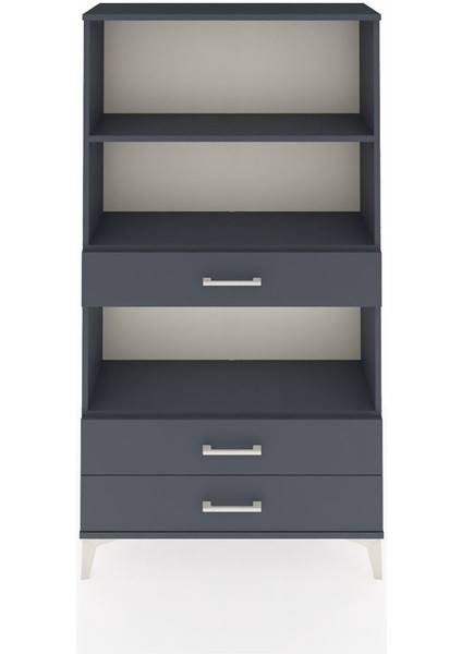 Arges Dolap 3 Raflı 3 Çekmeceli 88X30X163 Antrasit-Antrasit