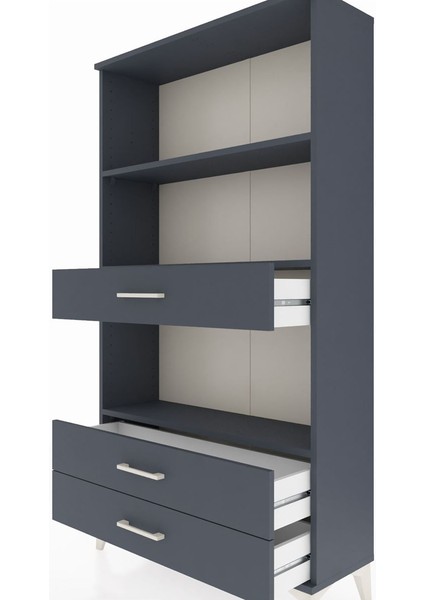 Arges Dolap 3 Raflı 3 Çekmeceli 88X30X163 Antrasit-Antrasit indirimleri