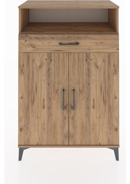 Hyperion Dolap 3 Raflı Tek Çekmeceli 2 Kapaklı 88X44X134 Çam-Çam