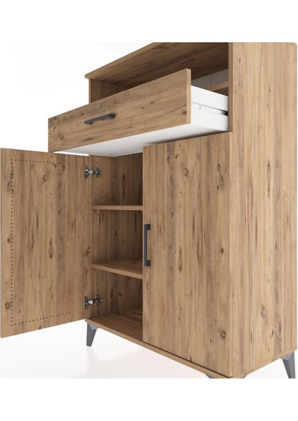 Hyperion Dolap 3 Raflı Tek Çekmeceli 2 Kapaklı 88X44X134 Çam-Çam indirimleri