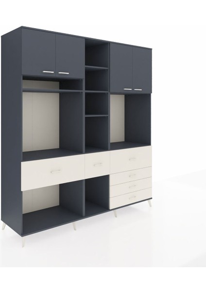 Kronos Dolap 11 Raflı 6 Çekmeceli 4 Kapaklı 220X59X243 Antrasit-Antrasit/aytaşı fiyatları