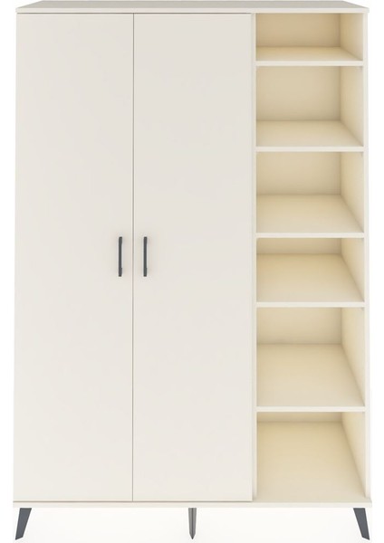 Hyperion Dolap 7 Raflı 2 Kapaklı Tek Askılı 132X44X195 Aytaşı-Aytaşı/antrasit