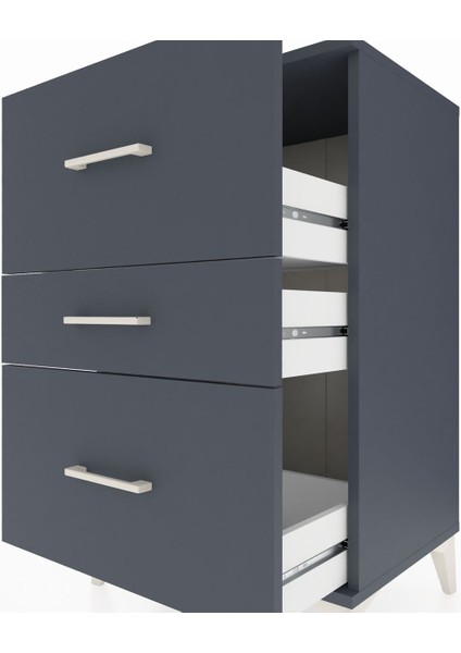 Hyperion Komodin 3 Çekmeceli 60X44X96 Antrasit-Antrasit indirimleri