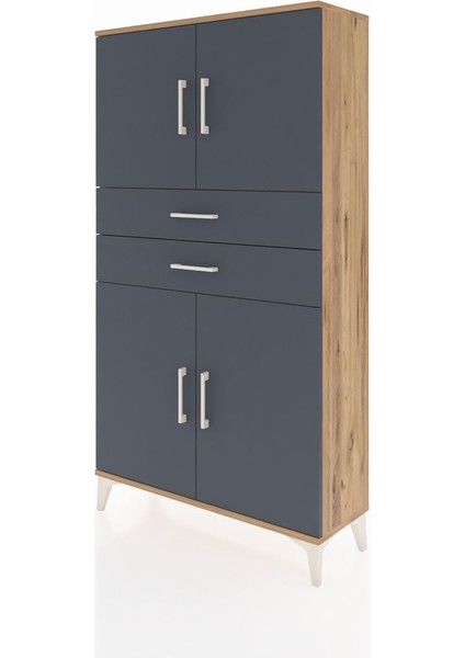 Arges Dolap 3 Raflı 2 Çekmeceli 4 Kapaklı 88X30X163 Çam-Antrasit modelleri