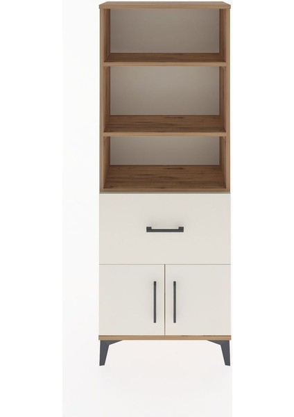 Arges Dolap 3 Raflı Tek Çekmeceli 2 Kapaklı 60X30X163 Çam-Aytaşı