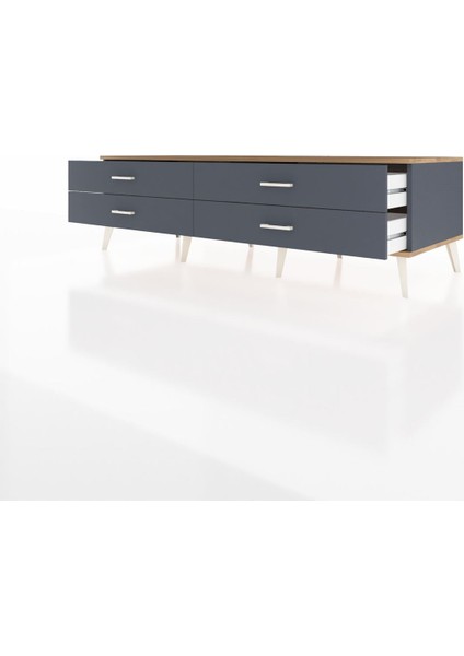 Kronos Tv Ünitesi 4 Çekmeceli 176X59X51 Antrasit-Çam/antrasit modelleri