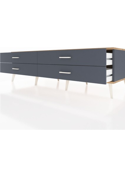 Kronos Tv Ünitesi 4 Çekmeceli 176X59X51 Antrasit-Çam/antrasit fırsatları