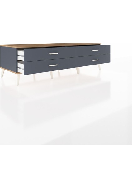 Kronos Tv Ünitesi 4 Çekmeceli 176X59X51 Antrasit-Çam/antrasit indirimleri