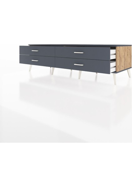 Kronos Tv Ünitesi 4 Çekmeceli 176X59X51 Çam-Antrasit/antrasit modelleri