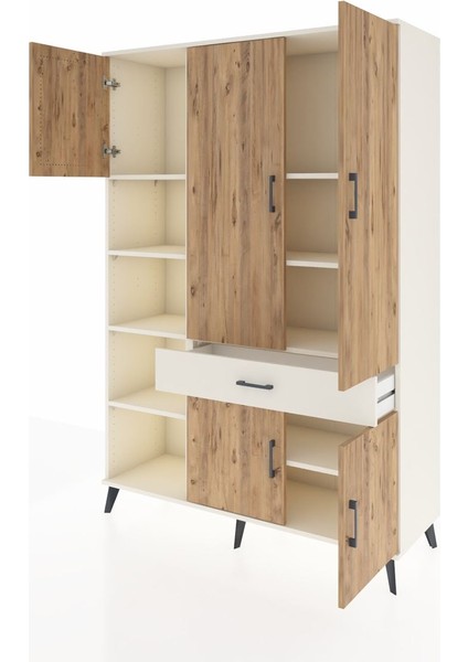 Hyperion Dolap 8 Raflı Tek Çekmeceli 5 Kapaklı 132X44X195 Aytaşı-Çam/aytaşı modelleri