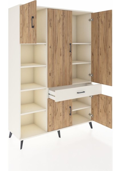 Hyperion Dolap 8 Raflı Tek Çekmeceli 5 Kapaklı 132X44X195 Aytaşı-Çam/aytaşı indirimleri