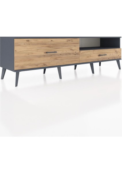 Hyperion Tv Ünitesi Tek Raflı 2 Çekmeceli 176X44X51 Antrasit-Antrasit/çam fiyatları