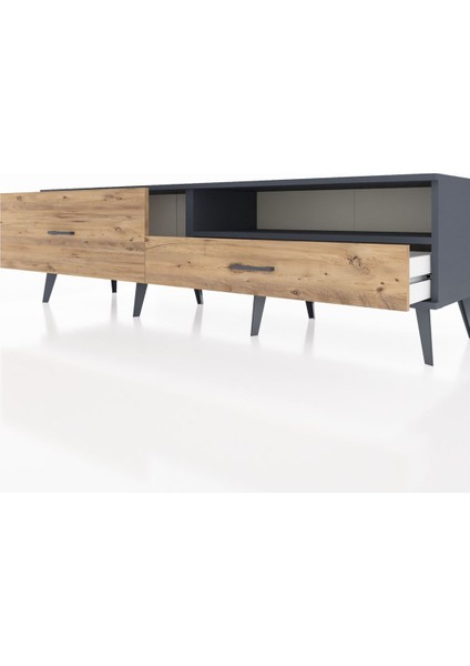 Hyperion Tv Ünitesi Tek Raflı 2 Çekmeceli 176X44X51 Antrasit-Antrasit/çam fırsatları