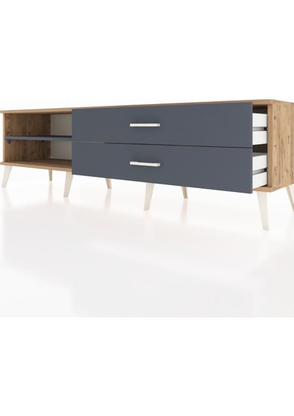 Hyperion Tv Ünitesi Tek Raflı 2 Çekmeceli 176X44X51 Çam-Antrasit/antrasit fırsatları