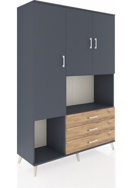 Hyperion Dolap 6 Raflı 3 Çekmeceli 3 Kapaklı 132X44X195 Antrasit-Antrasit/çam fiyatları