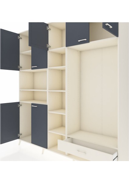 Hyperion Dolap 11 Raflı Tek Çekmeceli 7 Kapaklı 220X44X243 Aytaşı-Antrasit/aytaşı fırsatları