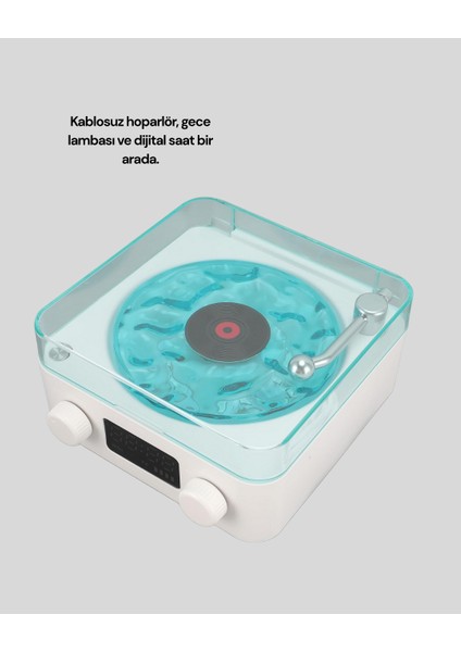 Retro Tasarımlı Gece Lambalı Bluetooth Hoparlör – Saat ve Pil Göstergeli modelleri