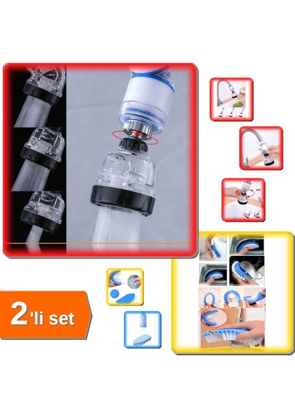 Tasarruflu Musluk Başlığı + Esnek Temizlik Fırçası - 5D7E2H