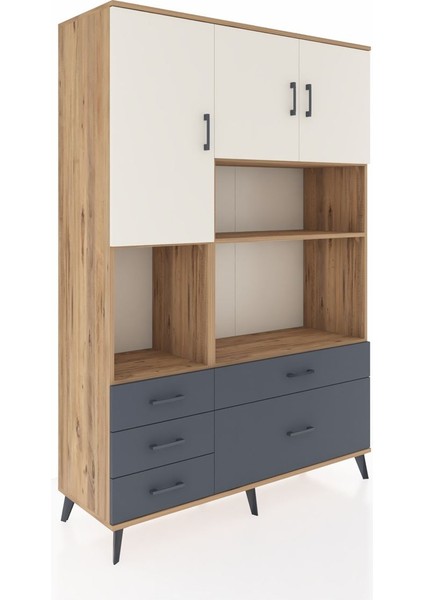 Hyperion Dolap 8 Raflı 5 Çekmeceli 3 Kapaklı 132X44X195 Çam-Aytaşı/antrasit fiyatları