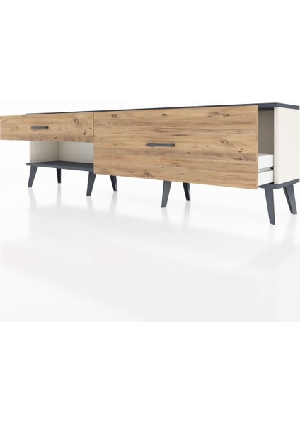 Arges Tv Ünitesi 2 Çekmeceli 176X30X51 Aytaşı-Antrasit/çam fırsatları