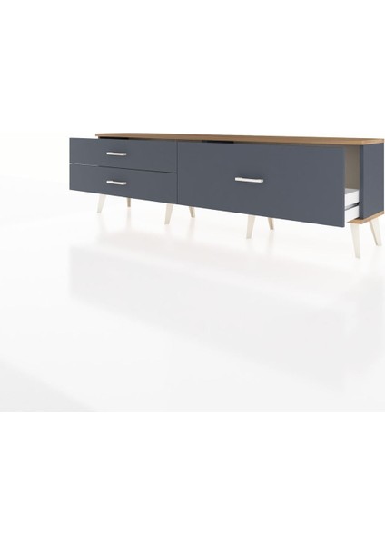 Arges Tv Ünitesi 3 Çekmeceli 176X30X51 Antrasit-Çam/antrasit modelleri