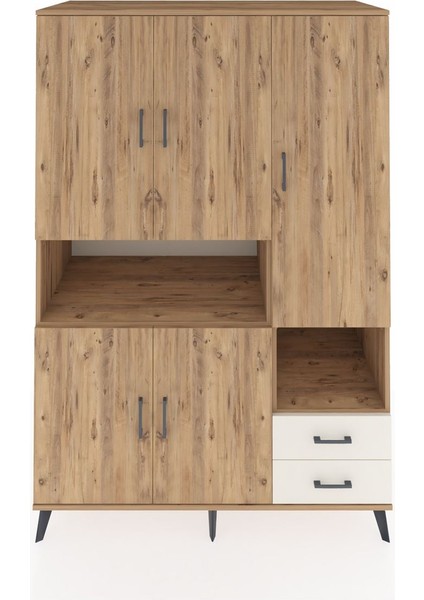 Kronos Dolap 10 Raflı 2 Çekmeceli 5 Kapaklı 132X59X195 Çam-Çam/aytaşı