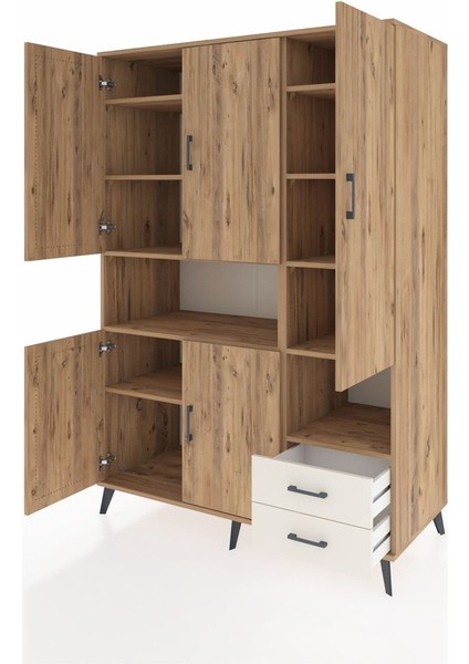 Kronos Dolap 10 Raflı 2 Çekmeceli 5 Kapaklı 132X59X195 Çam-Çam/aytaşı modelleri