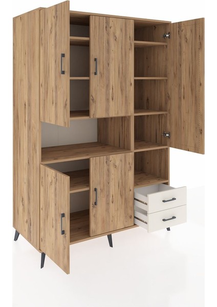 Kronos Dolap 10 Raflı 2 Çekmeceli 5 Kapaklı 132X59X195 Çam-Çam/aytaşı indirimleri