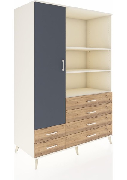 Kronos Dolap 7 Raflı 6 Çekmeceli Tek Kapaklı 132X59X195 Aytaşı-Antrasit/çam fiyatları