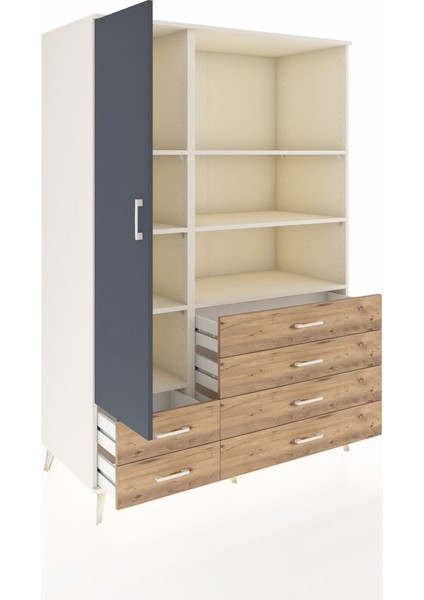 Kronos Dolap 7 Raflı 6 Çekmeceli Tek Kapaklı 132X59X195 Aytaşı-Antrasit/çam indirimleri