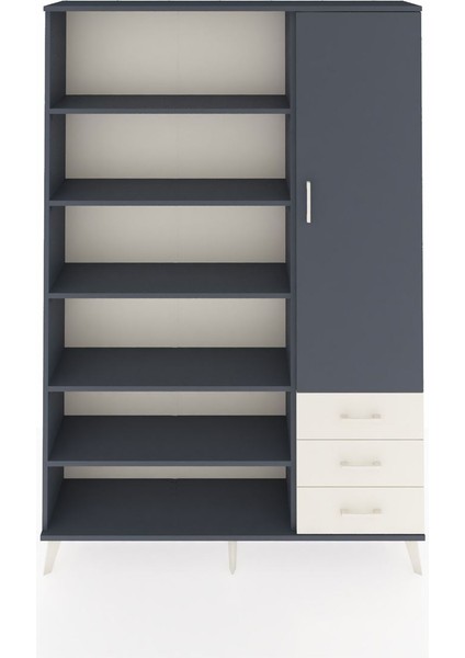 Arges Dolap 9 Raflı 3 Çekmeceli Tek Kapaklı 132X30X195 Antrasit-Antrasit/aytaşı