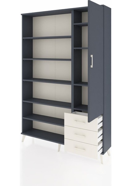 Arges Dolap 9 Raflı 3 Çekmeceli Tek Kapaklı 132X30X195 Antrasit-Antrasit/aytaşı modelleri