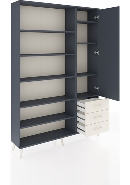 Arges Dolap 9 Raflı 3 Çekmeceli Tek Kapaklı 132X30X195 Antrasit-Antrasit/aytaşı indirimleri