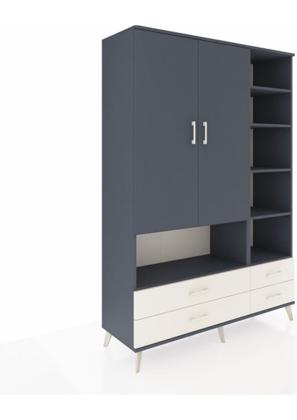 Hyperion Dolap 10 Raflı 4 Çekmeceli 2 Kapaklı 132X44X195 Antrasit-Antrasit/aytaşı fiyatları