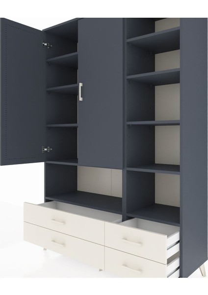 Hyperion Dolap 10 Raflı 4 Çekmeceli 2 Kapaklı 132X44X195 Antrasit-Antrasit/aytaşı fırsatları