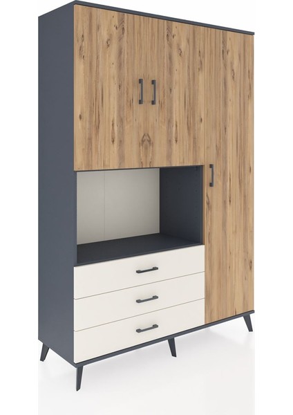 Hyperion Dolap 7 Raflı 3 Çekmeceli 3 Kapaklı 132X44X195 Antrasit-Çam/aytaşı fiyatları