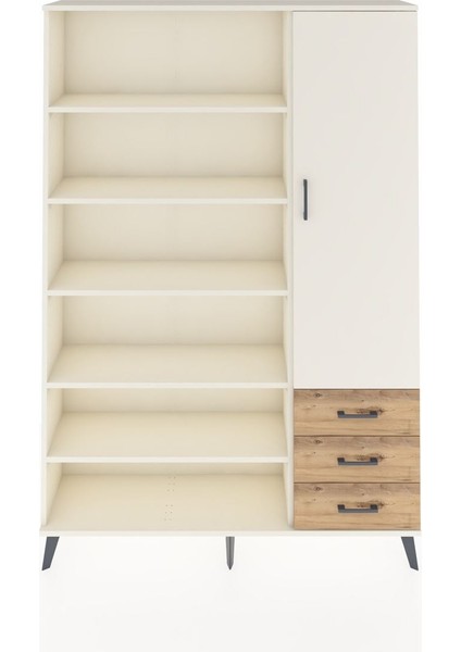 Arges Dolap 9 Raflı 3 Çekmeceli Tek Kapaklı 132X30X195 Aytaşı-Aytaşı/çam