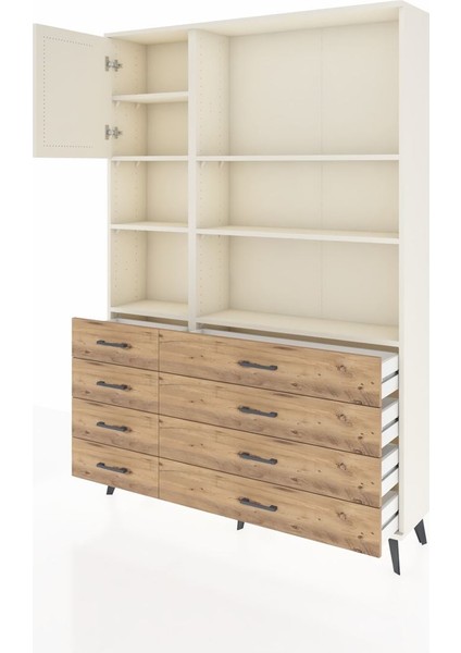 Arges Dolap 7 Raflı 8 Çekmeceli Tek Kapaklı 132X30X195 Aytaşı-Aytaşı/çam modelleri
