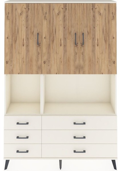 Arges Dolap 6 Raflı 6 Çekmeceli 3 Kapaklı 132X30X195 Aytaşı-Çam/aytaşı