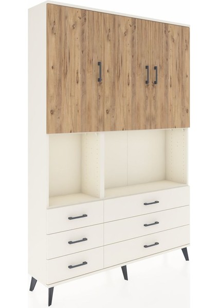 Arges Dolap 6 Raflı 6 Çekmeceli 3 Kapaklı 132X30X195 Aytaşı-Çam/aytaşı fiyatları
