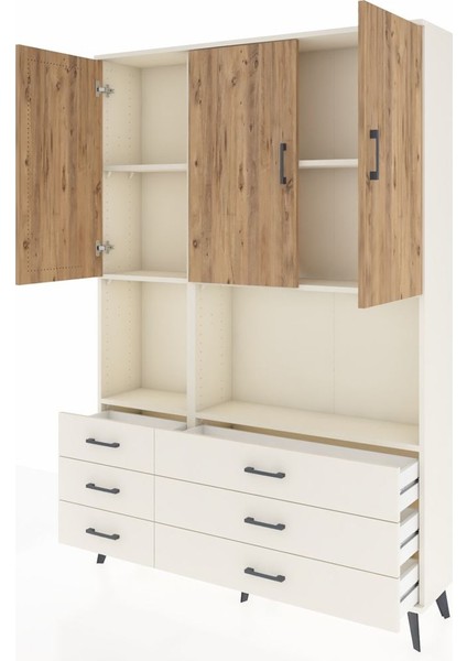 Arges Dolap 6 Raflı 6 Çekmeceli 3 Kapaklı 132X30X195 Aytaşı-Çam/aytaşı modelleri