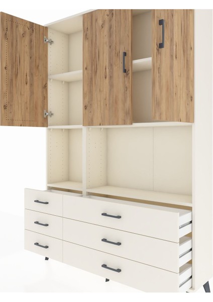 Arges Dolap 6 Raflı 6 Çekmeceli 3 Kapaklı 132X30X195 Aytaşı-Çam/aytaşı fırsatları